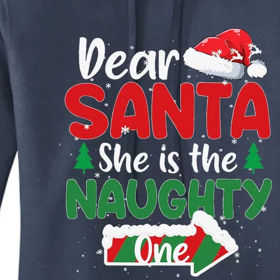 Dear Santa She Is The Naughty One Matching Couples Christmas Women's Pullover Hoodie