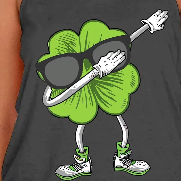 Dabbing Shamrock St Patrick's Day Shamrock Irish Boy Women's Knotted Racerback Tank