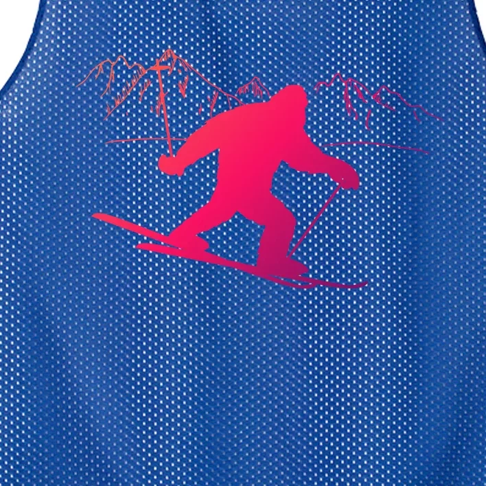 Downhill Snow Skiing Bigfoot Ski Winter Sports Alpine Gift Mesh Reversible Basketball Jersey Tank