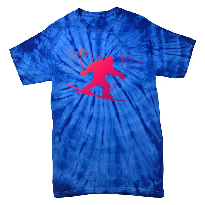 Downhill Snow Skiing Bigfoot Ski Winter Sports Alpine Gift Tie-Dye T-Shirt