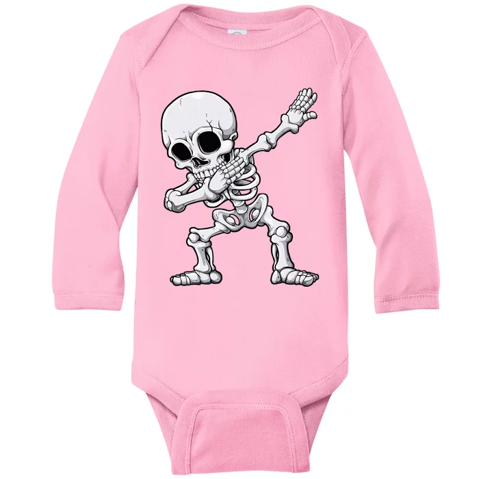 Dabbing Skeleton Skull Rib Cage Dab Dance Baby Long Sleeve Bodysuit