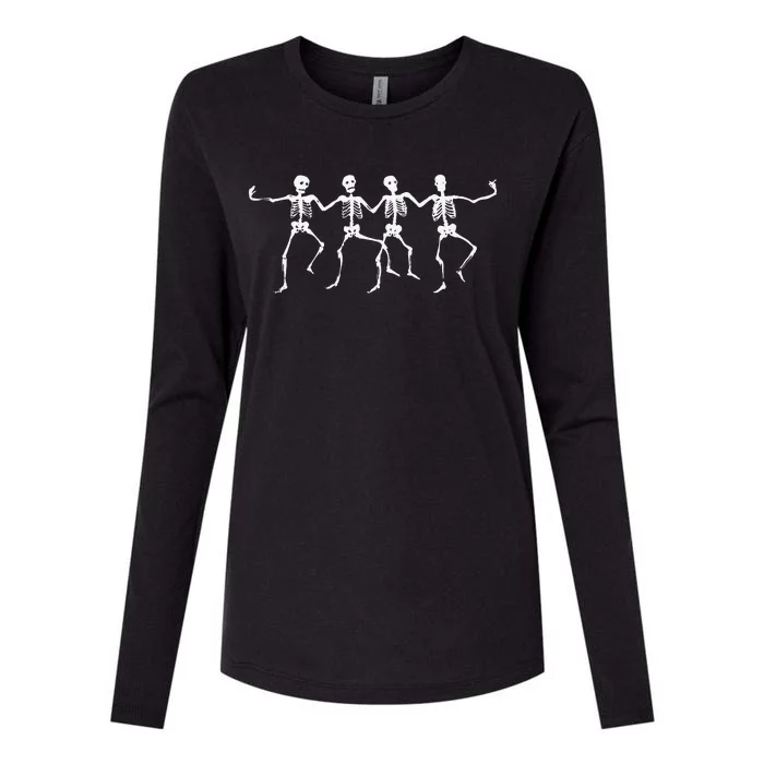 Dancing Sirtaki Spooky Skeletons Halloween Design Gift Womens Cotton Relaxed Long Sleeve T-Shirt