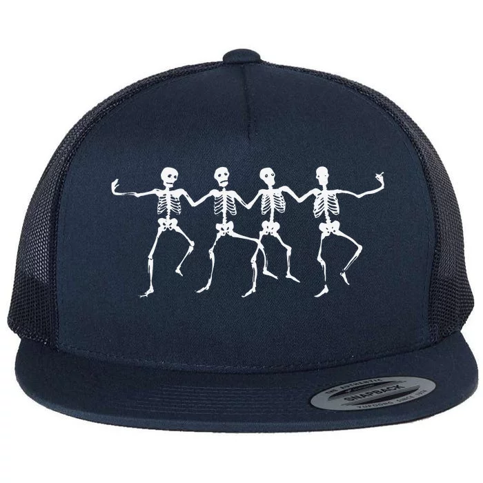 Dancing Sirtaki Spooky Skeletons Halloween Design Gift Flat Bill Trucker Hat