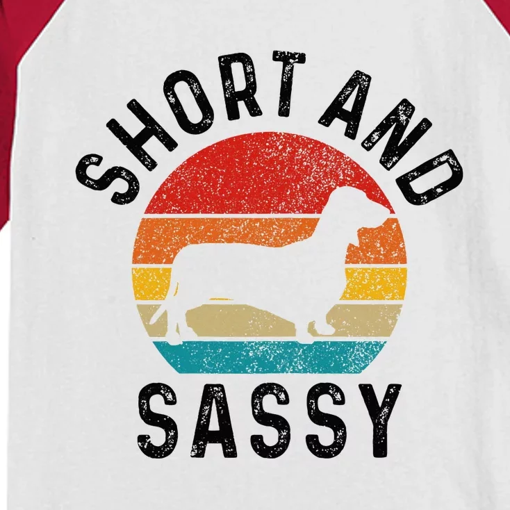 Dachshund Short & Sassy Wiener Dog Doxie Mom Kids Colorblock Raglan Jersey