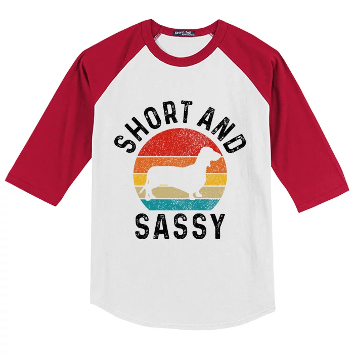 Dachshund Short & Sassy Wiener Dog Doxie Mom Kids Colorblock Raglan Jersey