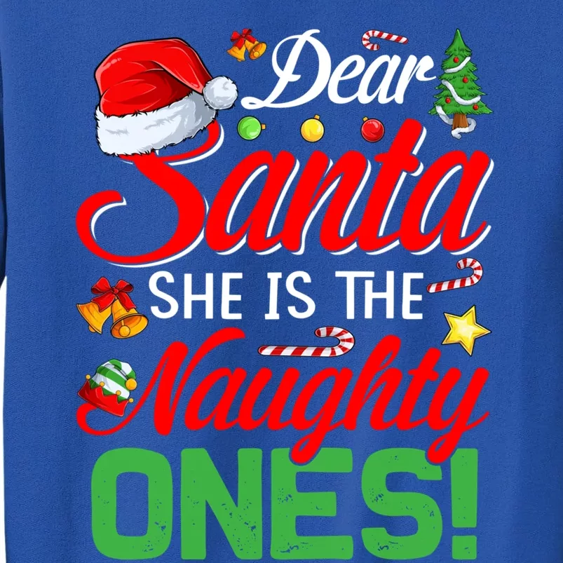 Dear Santa She Is The Naughty One Matching Couples Christmas Cool Gift Sweatshirt