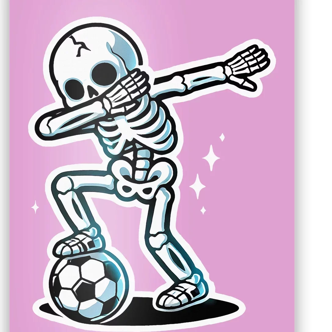 Dabbing Skeleton Soccer Spooky Season Sport Halloween Poster