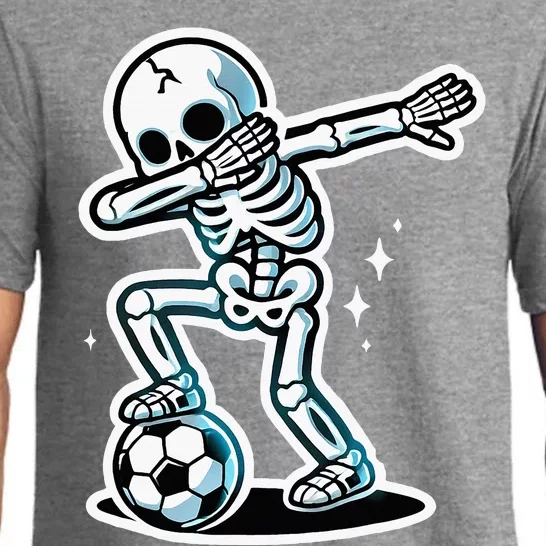 Dabbing Skeleton Soccer Spooky Season Sport Halloween Pajama Set