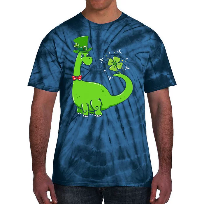 Dinosaur Shamrock St Patrick's Day Tie-Dye T-Shirt