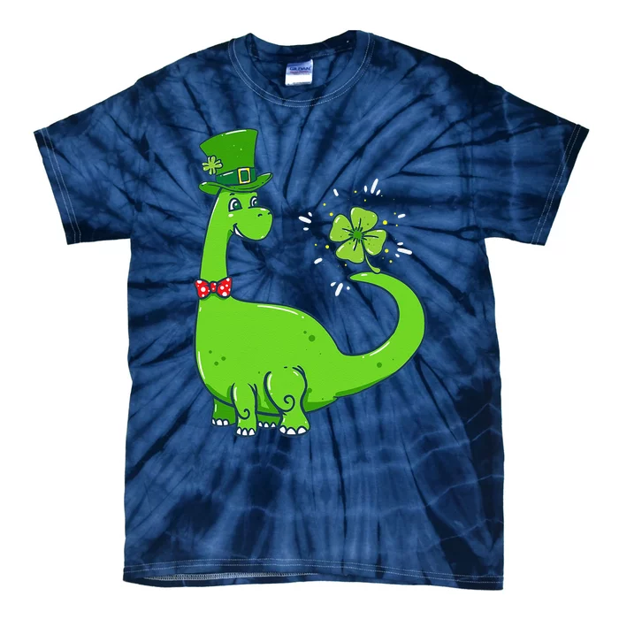 Dinosaur Shamrock St Patrick's Day Tie-Dye T-Shirt