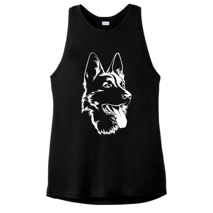 Dog Silhouette Sitting Cute Gift Ger Shepherd Gift Ladies Tri-Blend Wicking Tank