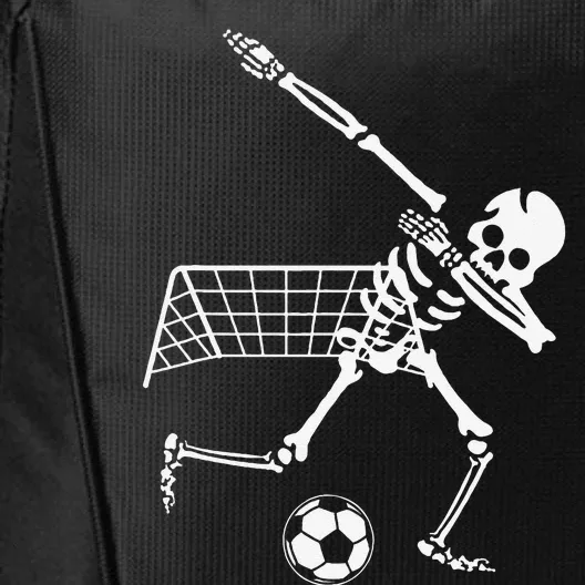 Dabbing Skeleton Soccer Humor Funny Halloween Gift Funny City Backpack