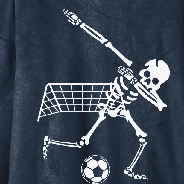 Dabbing Skeleton Soccer Humor Funny Halloween Gift Funny Hooded Wearable Blanket