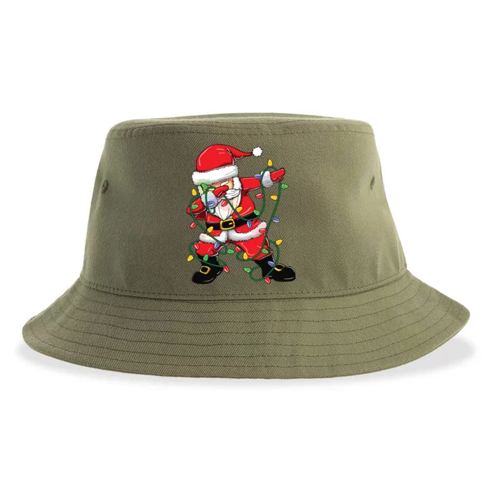 Dabbing Santa Shirts For Boy Girls Christmas Tree Lights Sustainable Bucket Hat