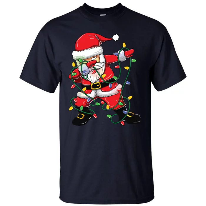 Dabbing Santa Shirts For Boy Girls Christmas Tree Lights Tall T-Shirt