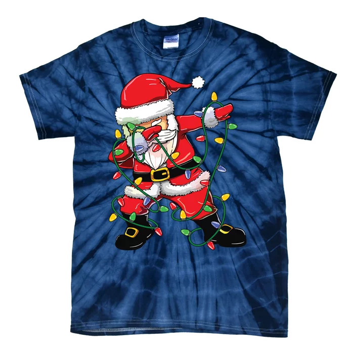 Dabbing Santa Shirts For Boy Girls Christmas Tree Lights Tie-Dye T-Shirt