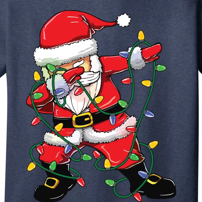 Dabbing Santa Shirts For Boy Girls Christmas Tree Lights T-Shirt