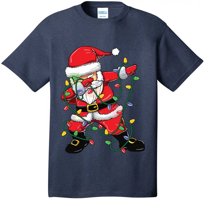 Dabbing Santa Shirts For Boy Girls Christmas Tree Lights T-Shirt