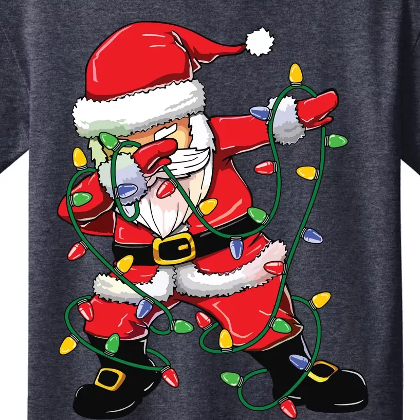 Dabbing Santa Shirts For Boy Girls Christmas Tree Lights Kids T-Shirt