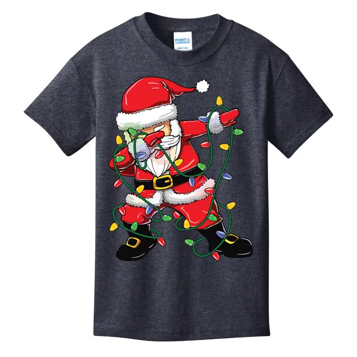 Dabbing Santa Shirts For Boy Girls Christmas Tree Lights Kids T-Shirt