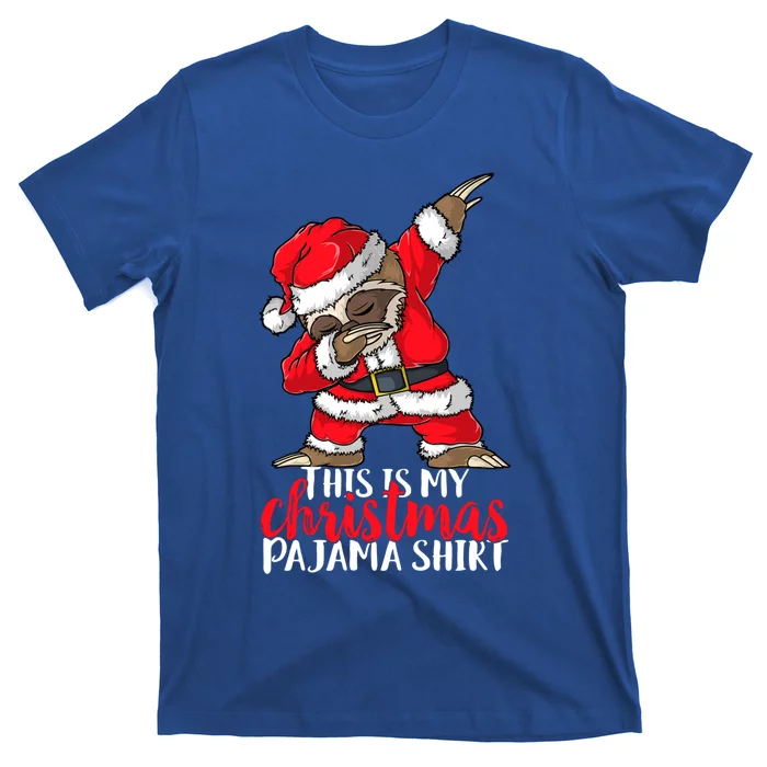 Dabbing Santa Sloth Christmas Pajama Gift Merry Slothmas Meaningful Gift T-Shirt