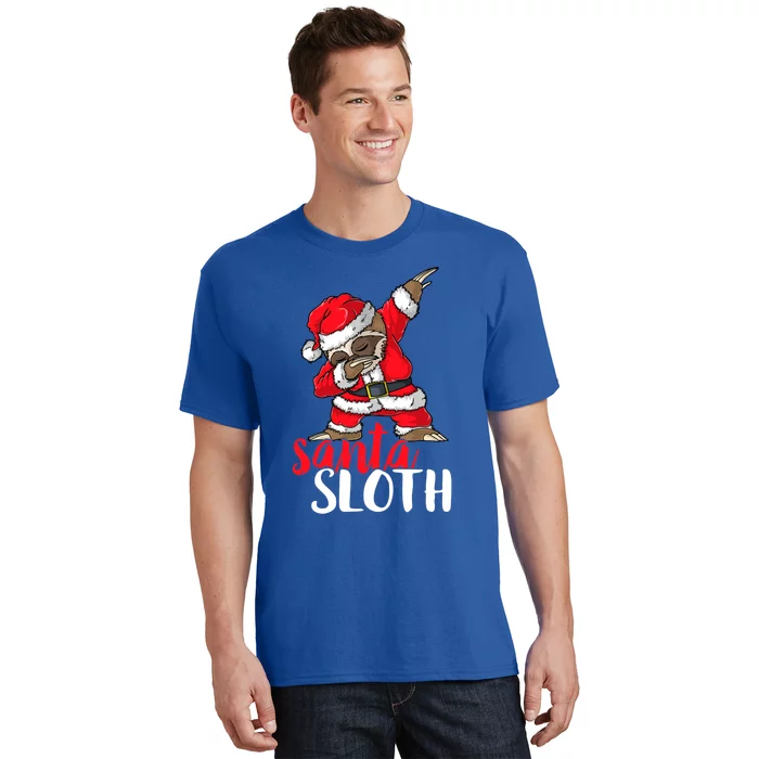 Dabbing Santa Sloth Merry Slothmas Christmas Pajama Funny Gift T-Shirt