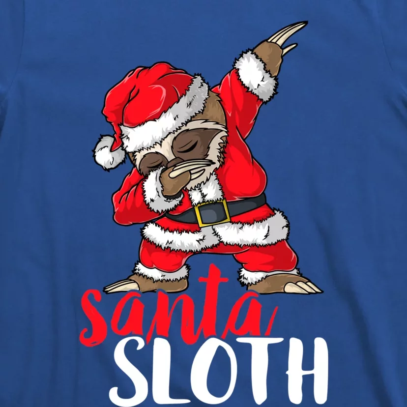 Dabbing Santa Sloth Merry Slothmas Christmas Pajama Funny Gift T-Shirt