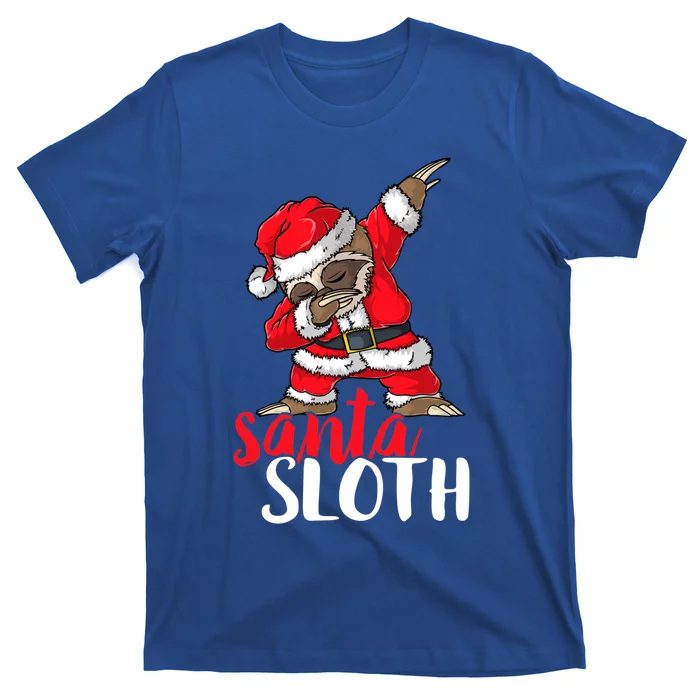 Dabbing Santa Sloth Merry Slothmas Christmas Pajama Funny Gift T-Shirt