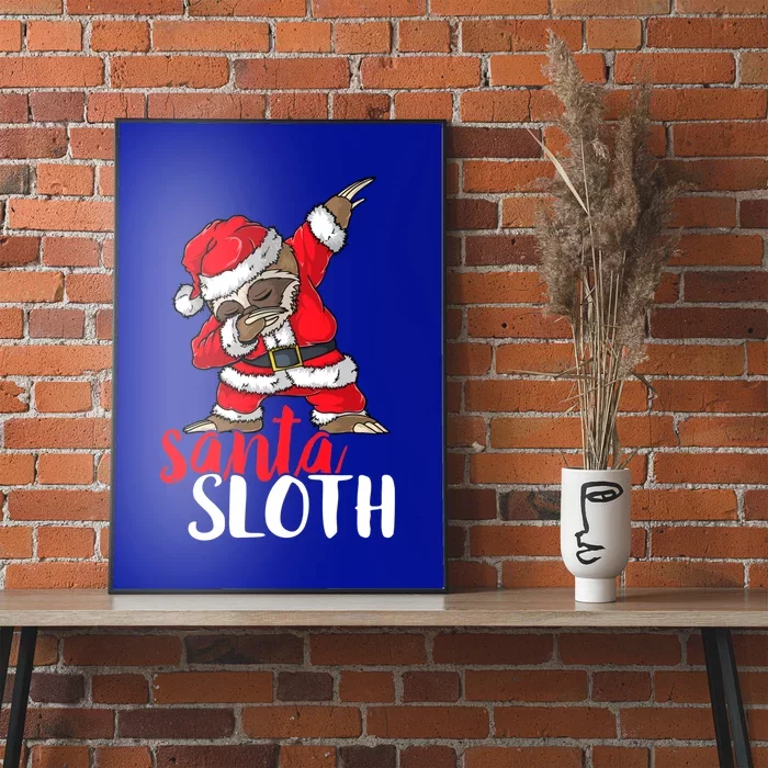 Dabbing Santa Sloth Merry Slothmas Christmas Pajama Funny Gift Poster