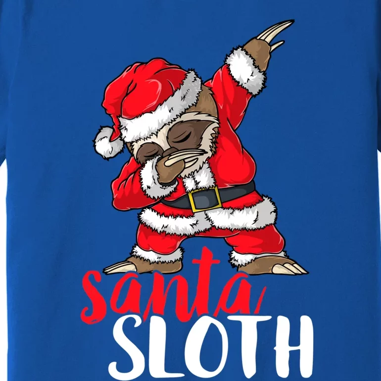 Dabbing Santa Sloth Merry Slothmas Christmas Pajama Funny Gift Premium T-Shirt