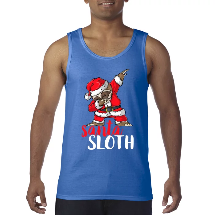 Dabbing Santa Sloth Merry Slothmas Christmas Pajama Funny Gift Tank Top