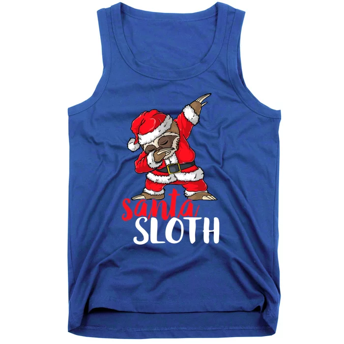 Dabbing Santa Sloth Merry Slothmas Christmas Pajama Funny Gift Tank Top