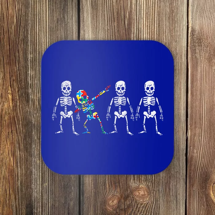 Dabbing Skeleton Stand Out Puzzle Autism Awareness Gift Coaster