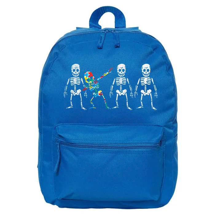 Dabbing Skeleton Stand Out Puzzle Autism Awareness Gift 16 in Basic Backpack