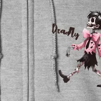 Deadly Stroll Skeleton Walking Spooky Pin.K Bow Halloween Full Zip Hoodie