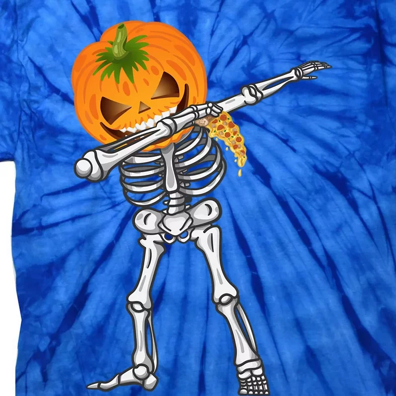 Dabbing Skeleton Scary Pumpkin Head Pizza Lover Dab Ghost Gift Tie-Dye T-Shirt