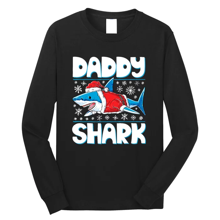 Daddy Sharkmas Shark Santa Hat Christmas Lights Boys Xmas Long Sleeve Shirt