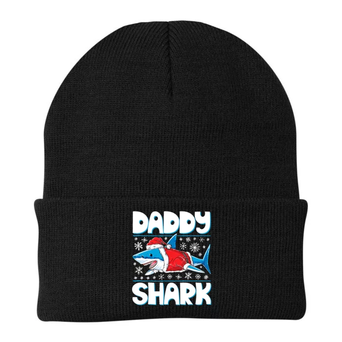 Daddy Sharkmas Shark Santa Hat Christmas Lights Boys Xmas Knit Cap Winter Beanie