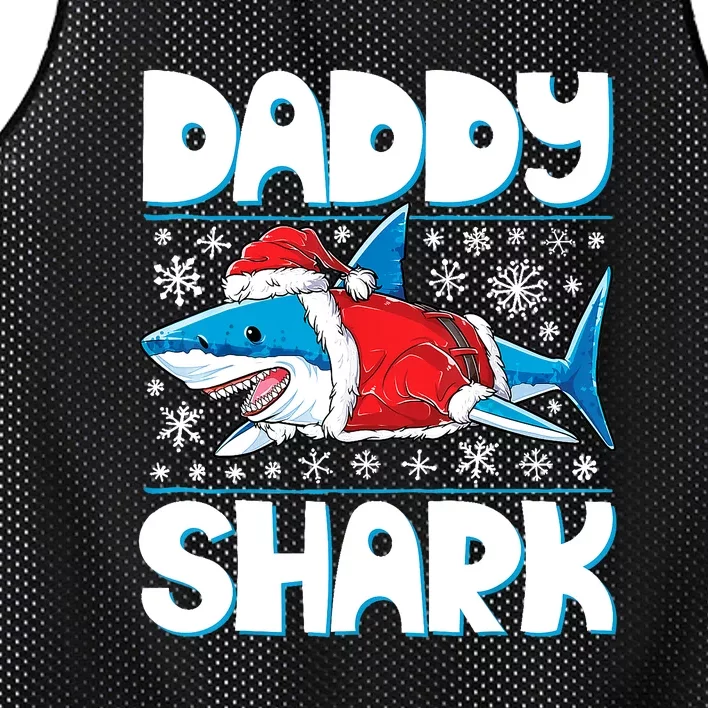 Daddy Sharkmas Shark Santa Hat Christmas Lights Boys Xmas Mesh Reversible Basketball Jersey Tank