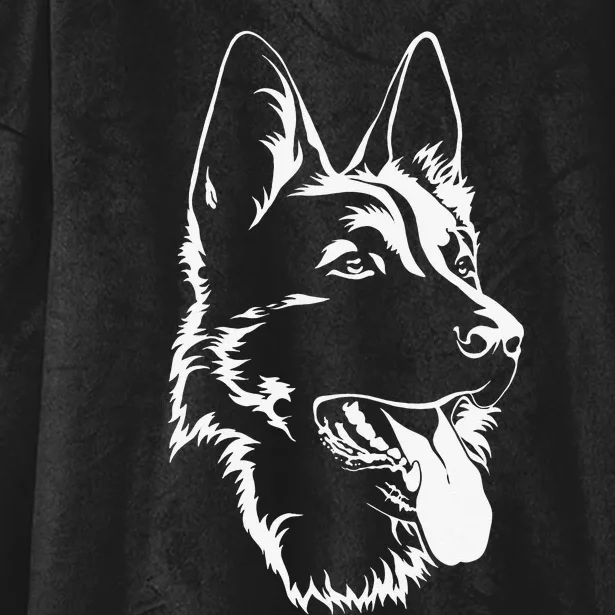 Dog Silhouette Sitting German Shepherd Hooded Wearable Blanket