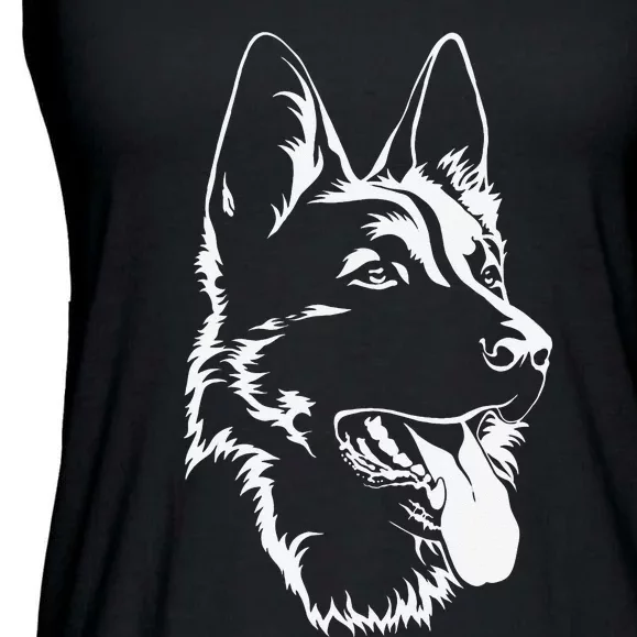 Dog Silhouette Sitting German Shepherd Ladies Essential Flowy Tank