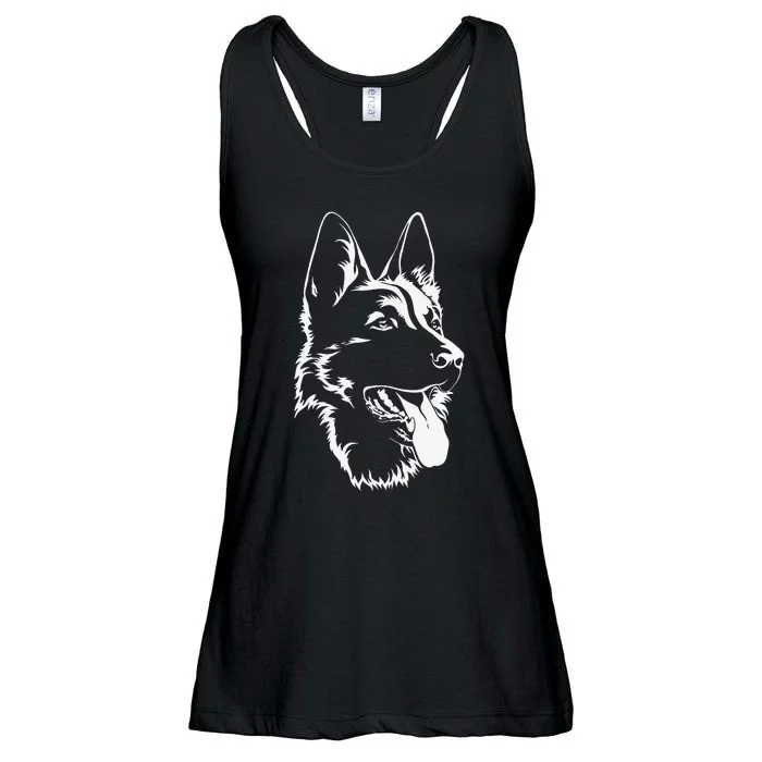 Dog Silhouette Sitting German Shepherd Ladies Essential Flowy Tank