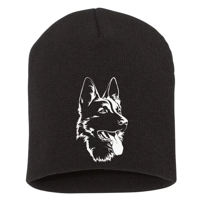 Dog Silhouette Sitting German Shepherd Short Acrylic Beanie