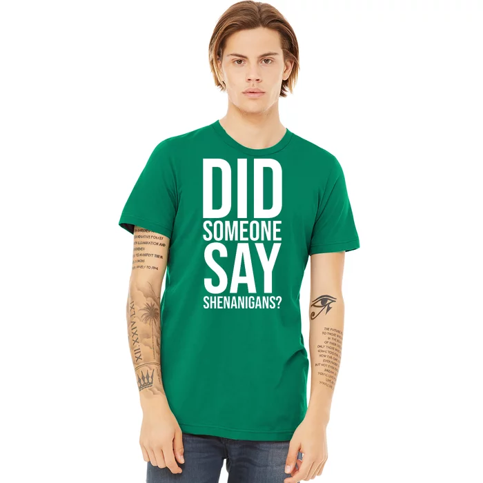 Did Someone Say Shenanigans Funny St Patricks Day Premium T-Shirt