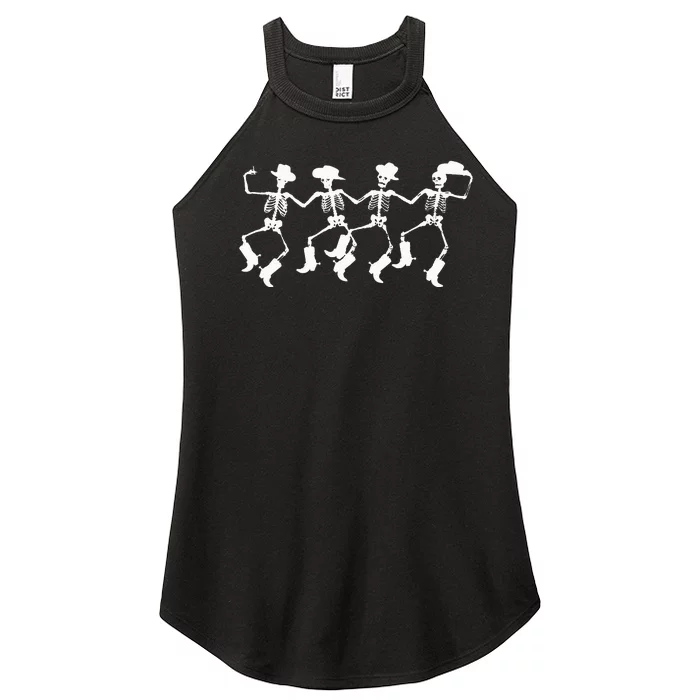 Dancing Skeletons Spooky Halloween Cowboys Line Dance Women’s Perfect Tri Rocker Tank