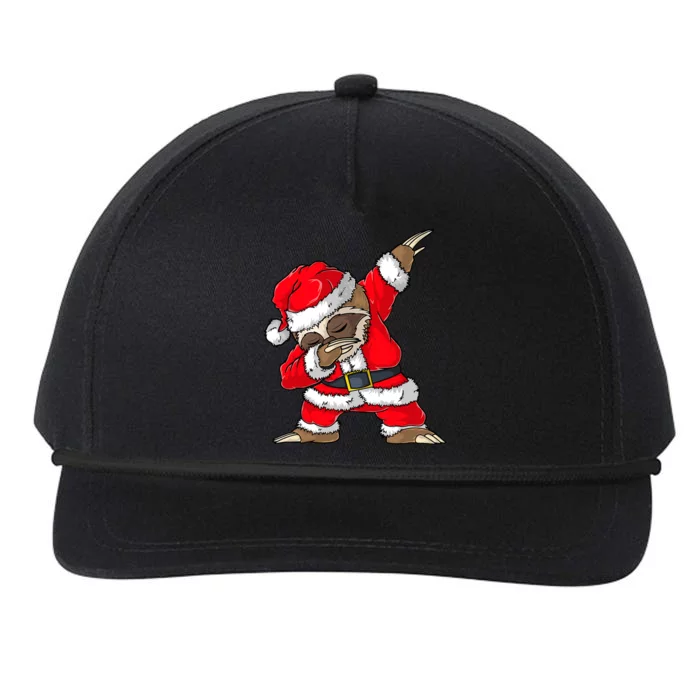 Dabbing Santa Sloth Merry Slothmas Christmas Pajama Funny Gift Snapback Five-Panel Rope Hat