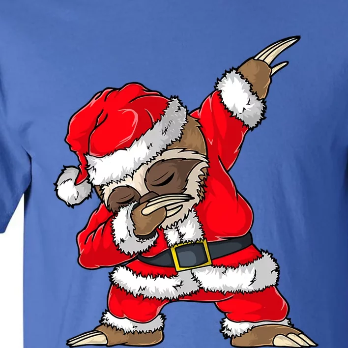 Dabbing Santa Sloth Merry Slothmas Christmas Pajama Funny Gift Tall T-Shirt