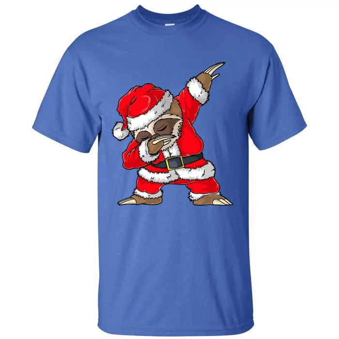 Dabbing Santa Sloth Merry Slothmas Christmas Pajama Funny Gift Tall T-Shirt