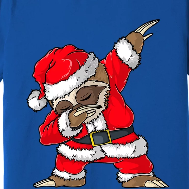 Dabbing Santa Sloth Merry Slothmas Christmas Pajama Funny Gift Premium T-Shirt