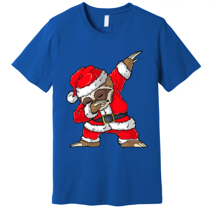 Dabbing Santa Sloth Merry Slothmas Christmas Pajama Funny Gift Premium T-Shirt